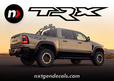 TRX Bed Side Vinyl Graphics Decals Stickers RAM 1500 Dodge Pick Up Truck Set (OEM Size)