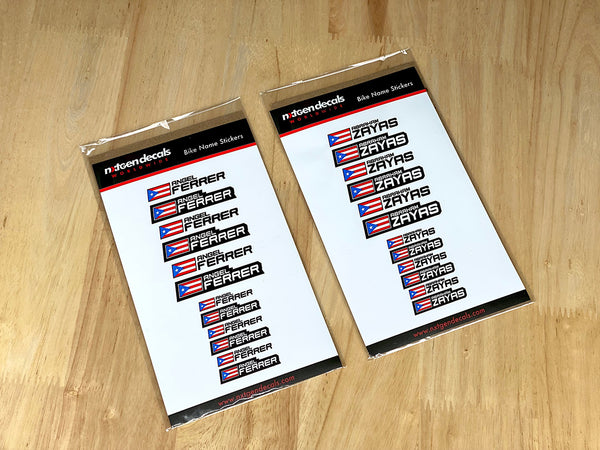 Custom Bike Name Stickers - 12 Pack
