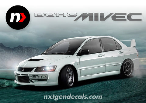 DOHC MIVEC Vinyl Decals Stickers Side Lancer EVO Mirage JDM  (Set)